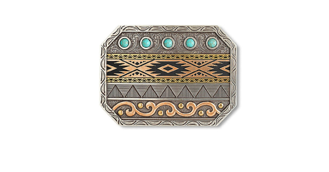 Ariat Rectangle Aztec Belt Buckle