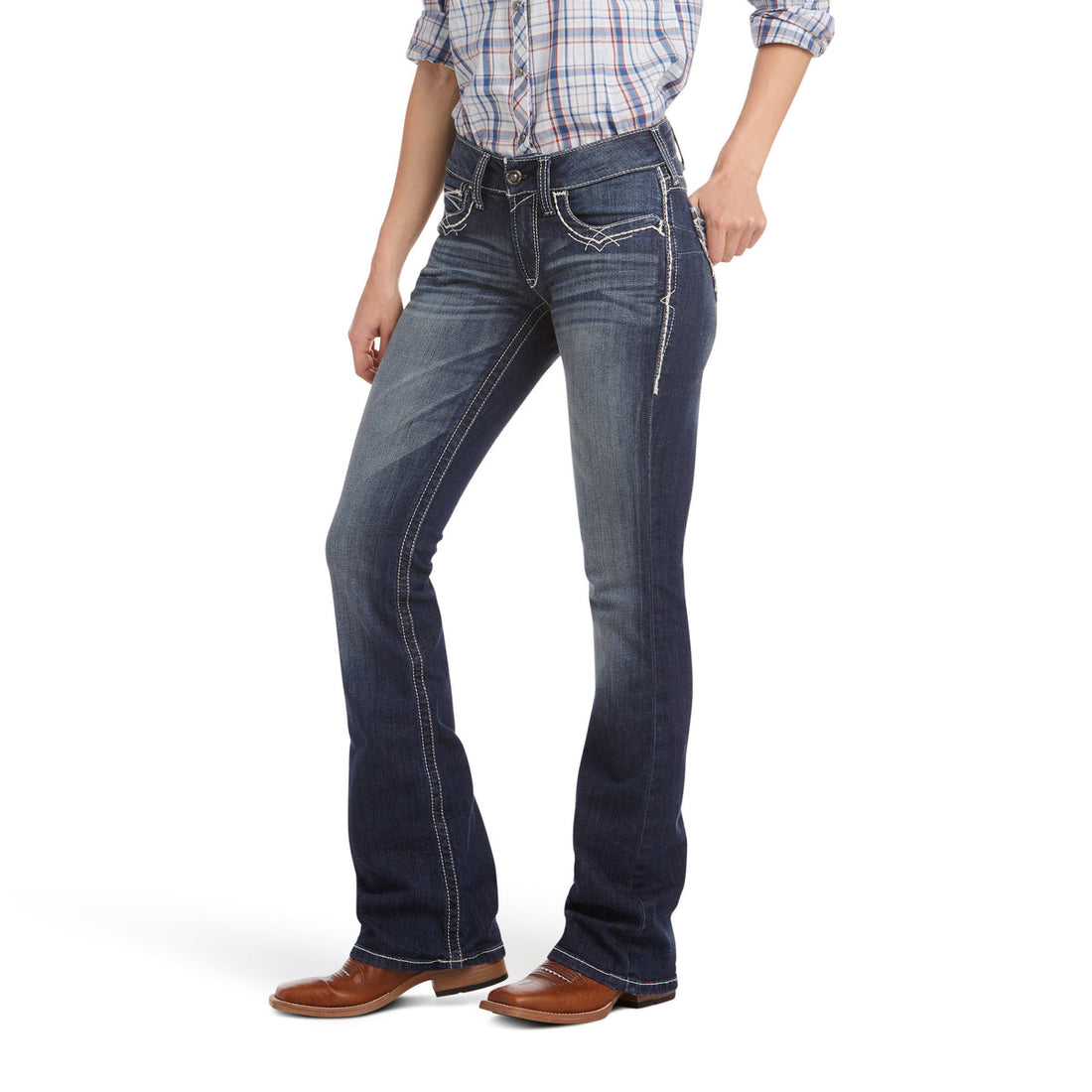 Ariat Womens R.E.A.L Mid Rise Entwined Boot Cut Jean