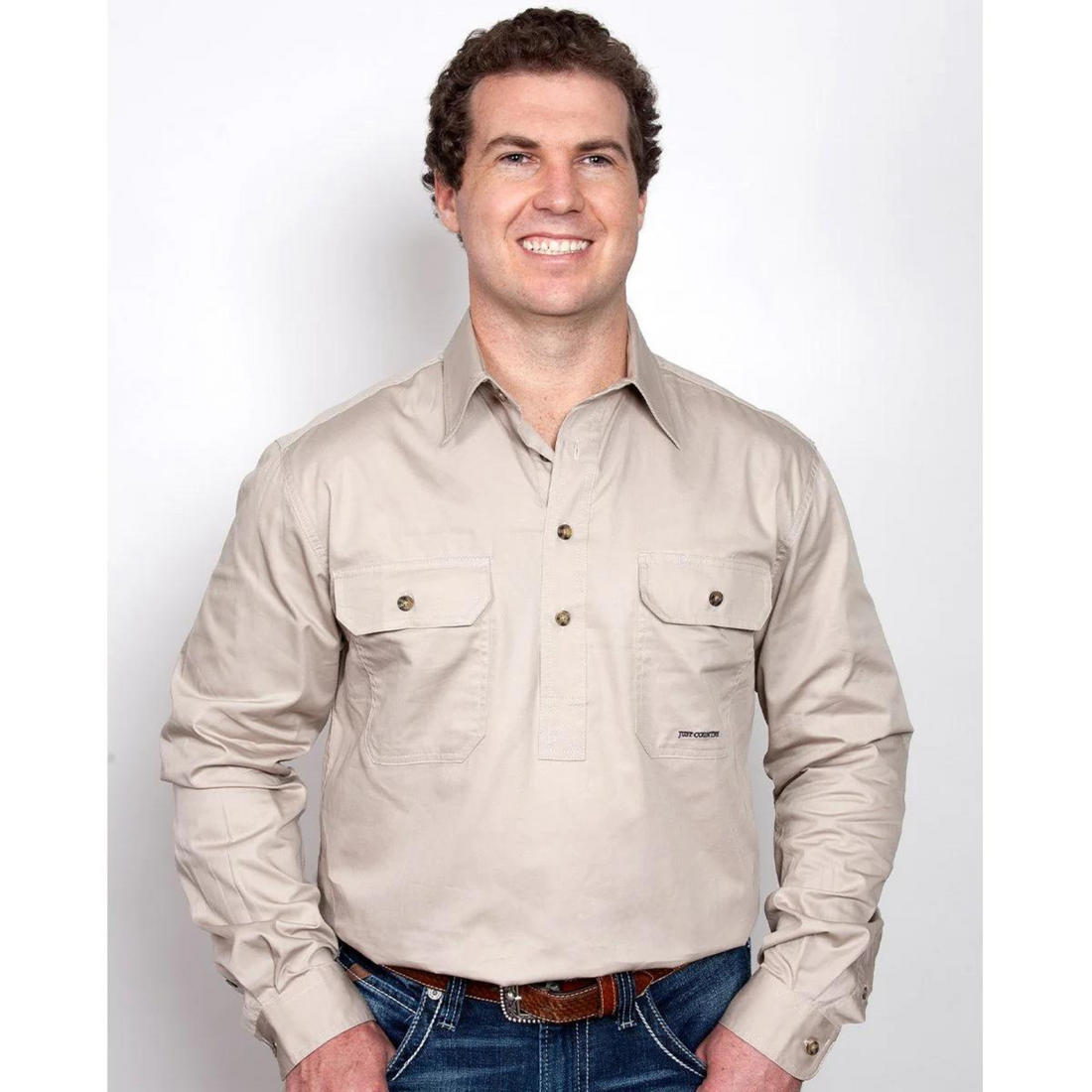 Just Country Mens Cameron 1/2 Button Workshirt