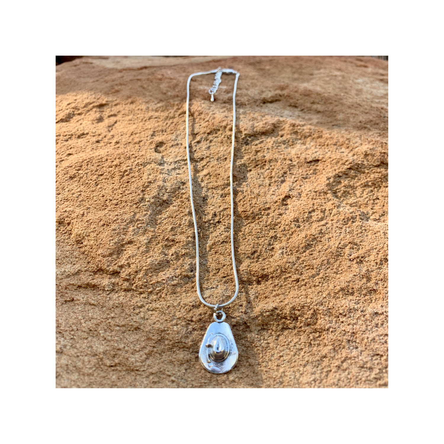 Pretty Silver Cowgirl Hat Necklace