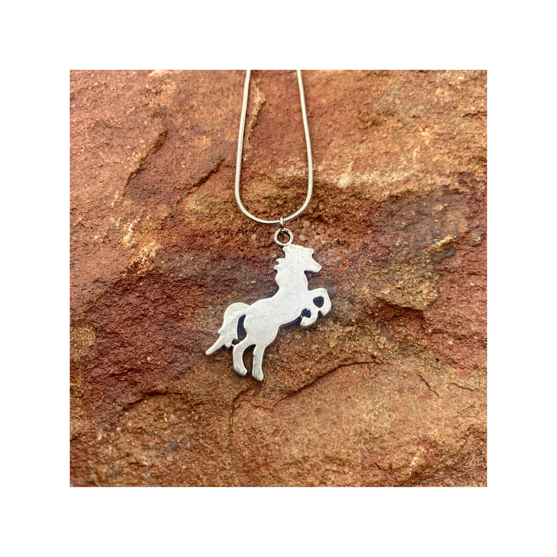 Pretty Necklace with Rearing Horse Pendant