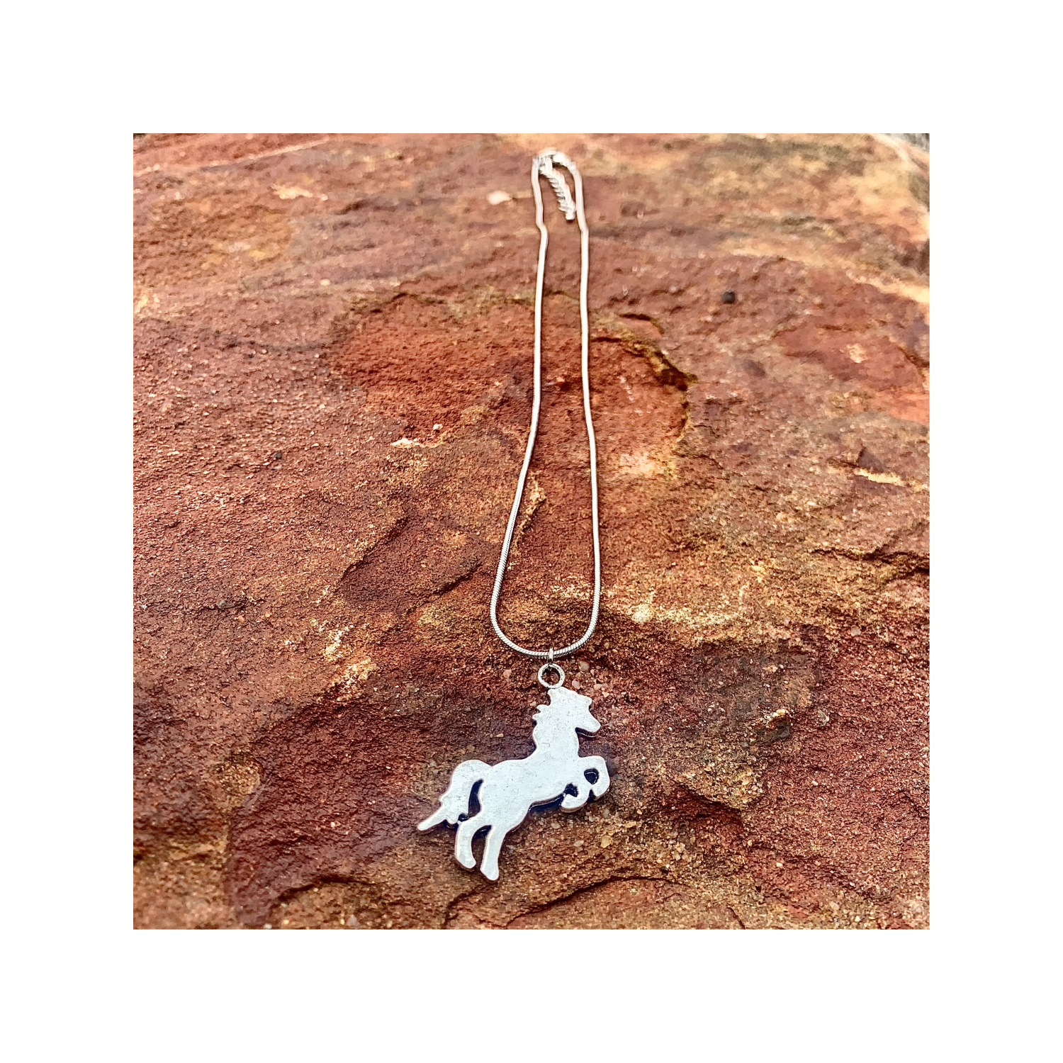 Pretty Necklace with Rearing Horse Pendant