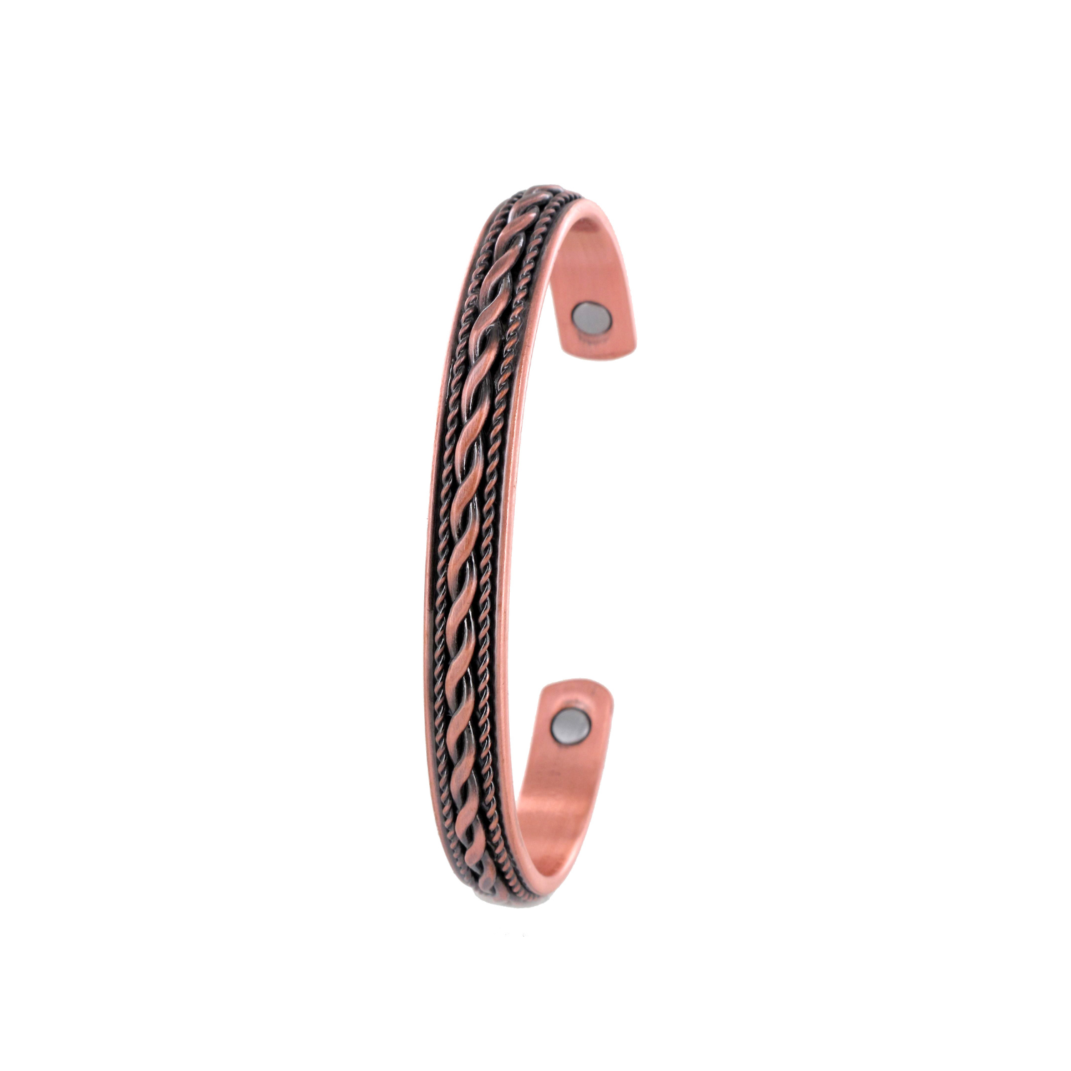 Copper Bangle with Plaited Rope