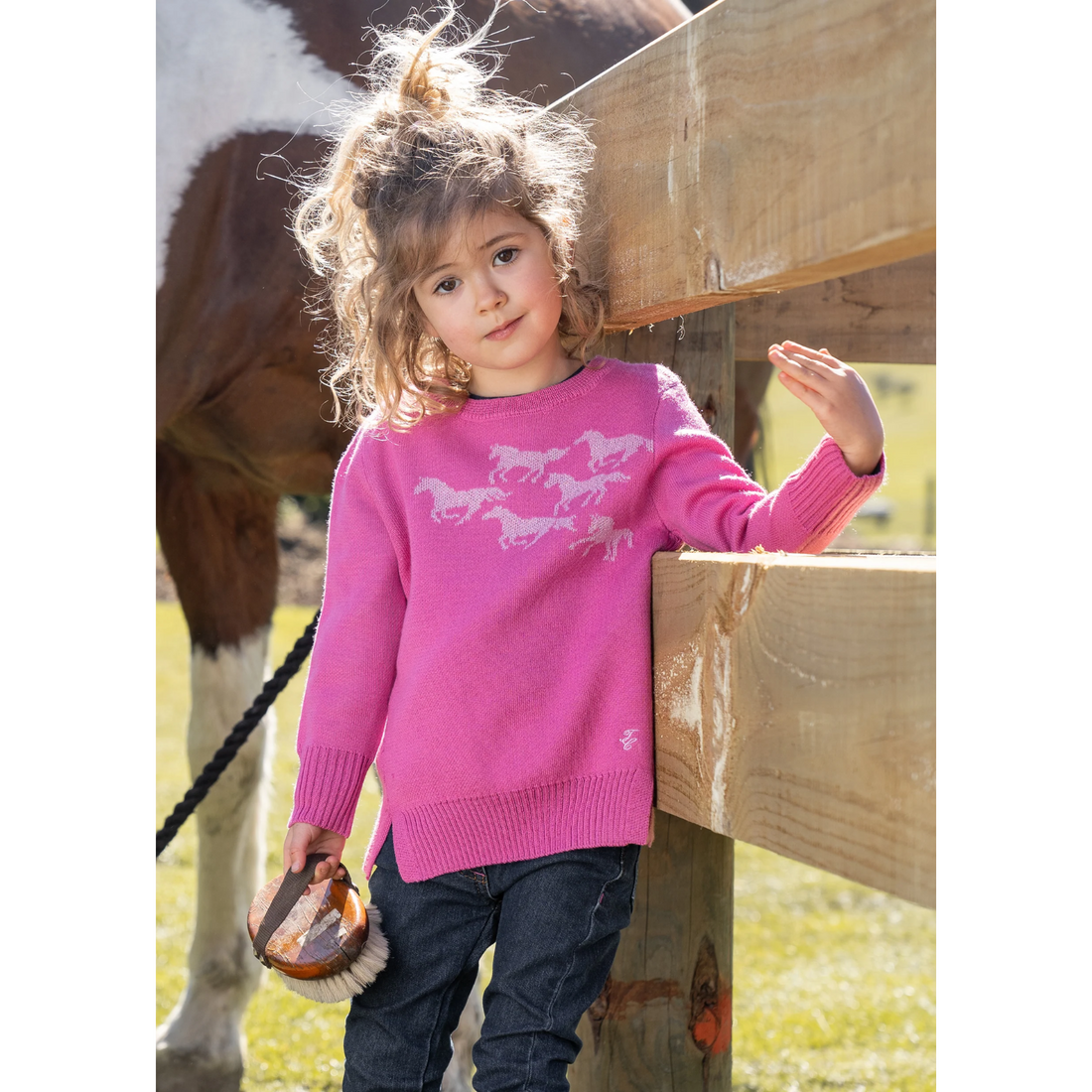 Thomas Cook Girls Running Ponies Knit Jumper