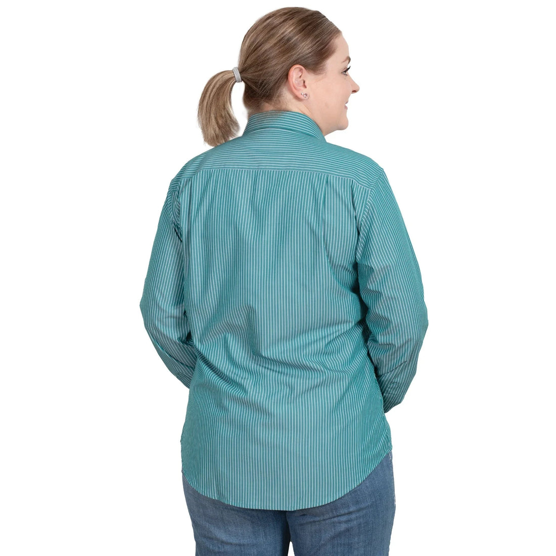Just Country Brooke Bamboo Blend Workshirt Green with White Stripe