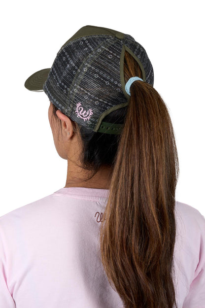 Wrangler High Profile Ponytail Trucker Cap