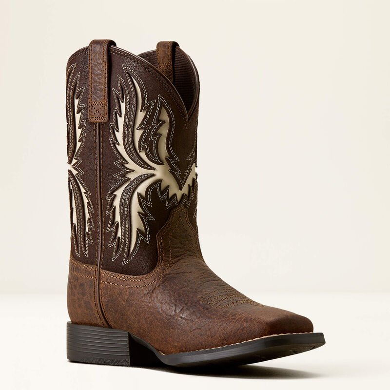 Ariat Kids Driftwood Wide Square Toe Boot - Earth/Royal Chocolate - Saddleworld Devonport