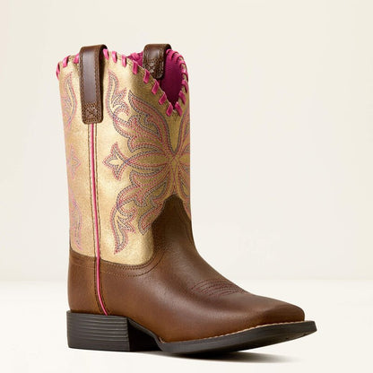 Ariat Kids Sundown Wide Square Toe Boots - Georgia Clay/Royal Gold - Saddleworld Devonport