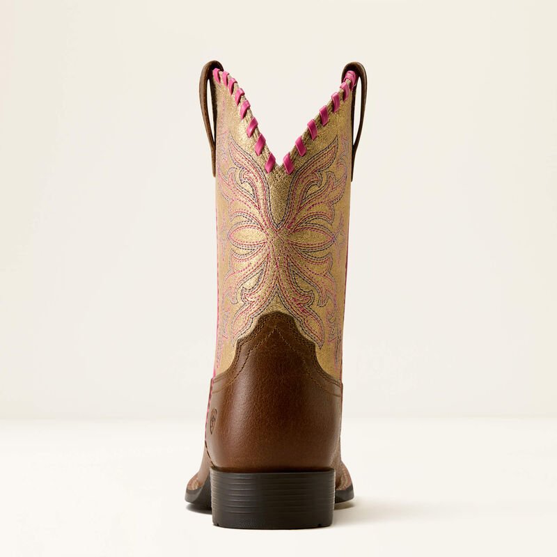 Ariat Kids Sundown Wide Square Toe Boots - Georgia Clay/Royal Gold - Saddleworld Devonport