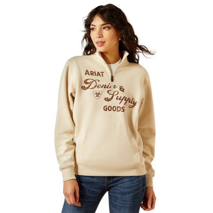 Ariat Womens Denim &amp; Supply 1/2 Zip Sweater - Oyster Grey - Saddleworld Devonport