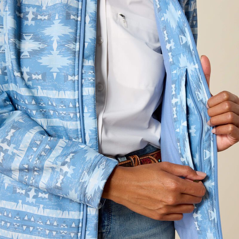 Ariat Womens Logo Softshell Jacket - Ashleigh Blue Southwest Geometric Print - Saddleworld Devonport