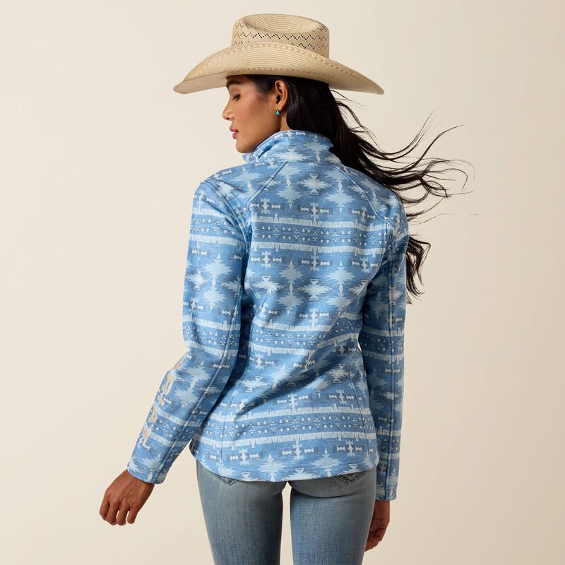 Ariat Womens Logo Softshell Jacket - Ashleigh Blue Southwest Geometric Print - Saddleworld Devonport