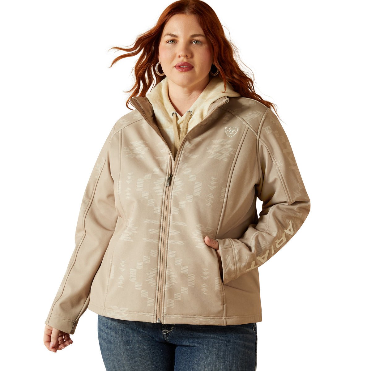Ariat Womens Logo Softshell Print Jacket - Cross Stitch - Saddleworld Devonport