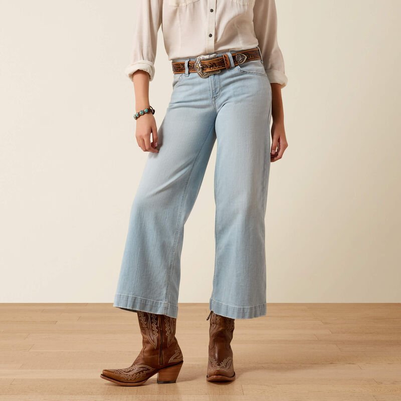 Ariat Womens Perfect Rise Wide Crop Jeans - Clare Claremont - Saddleworld Devonport