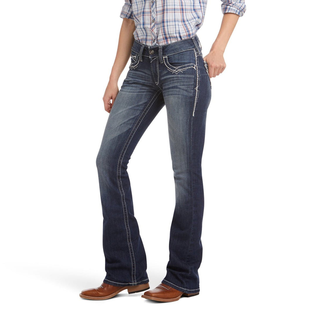 Ariat Womens R.E.A.L Mid Rise Entwined Boot Cut Jean - Saddleworld Devonport
