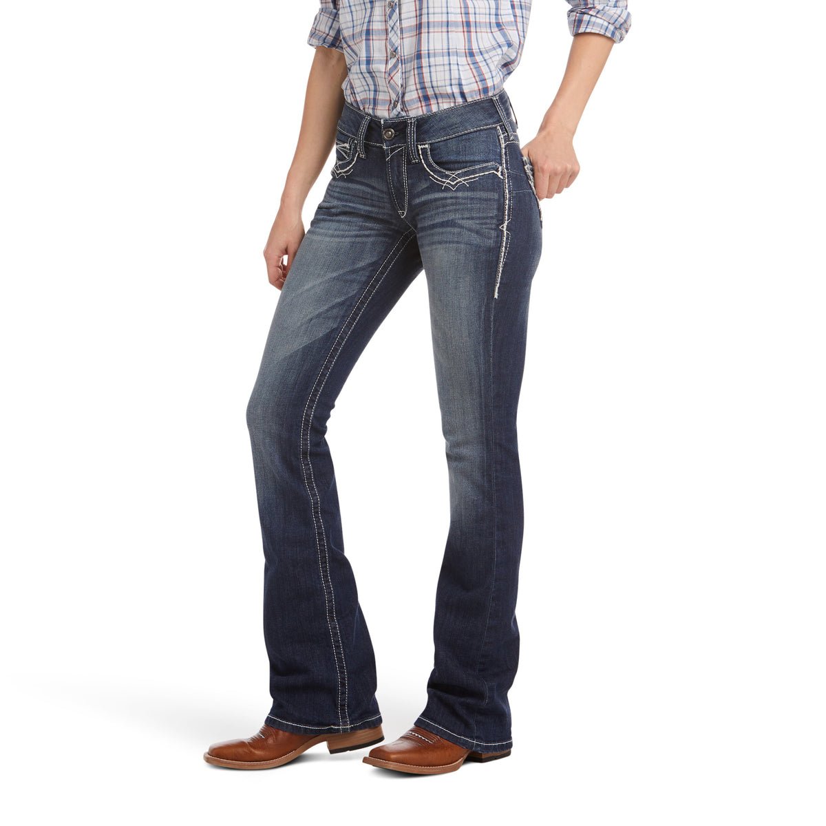 Ariat Womens R.E.A.L Mid Rise Entwined Boot Cut Jean - Saddleworld Devonport