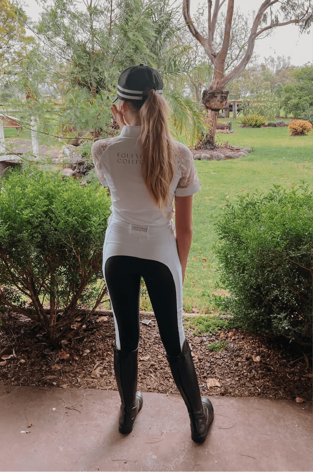 Equestrian Collective - Black Seat White Competition Tights - Saddleworld Devonport