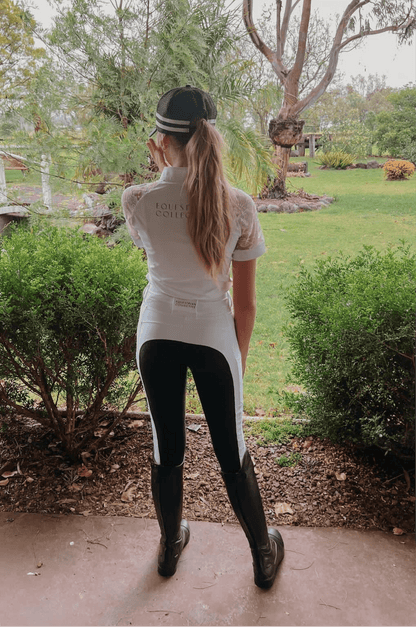 Equestrian Collective - Black Seat White Competition Tights - Saddleworld Devonport