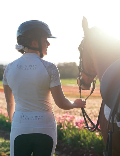 Equestrian Collective - Black Seat White Competition Tights - Saddleworld Devonport