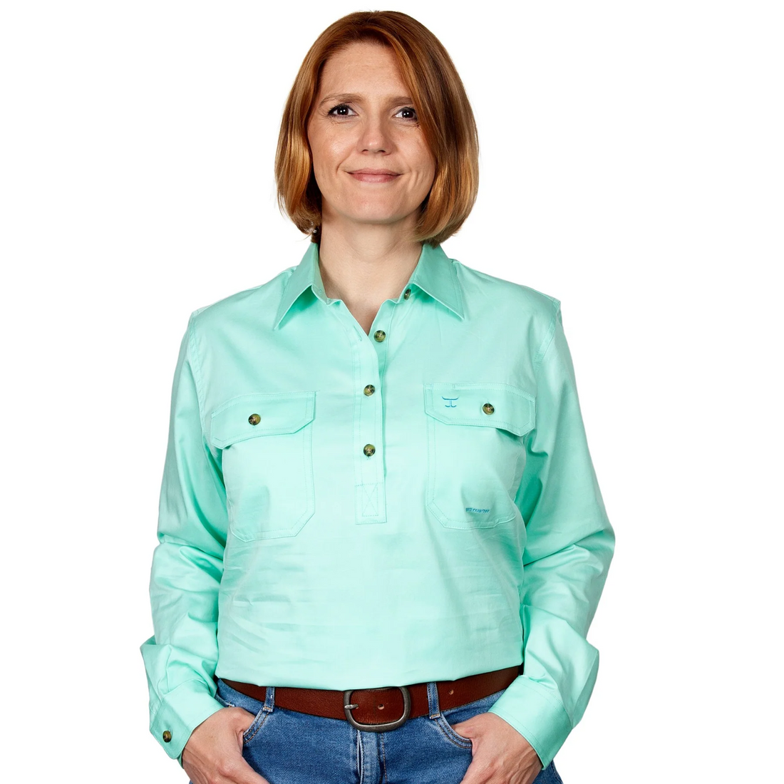 Just Country Womens Jahna Half Button Workshirt