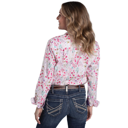 Just Country Abbey Button Down Workshirt - White Wildfowers &amp; Orchid - Saddleworld Devonport
