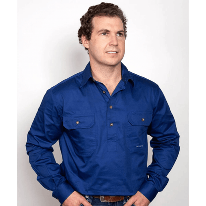 Just Country Mens Cameron 1/2 Button Workshirt - Saddleworld Devonport