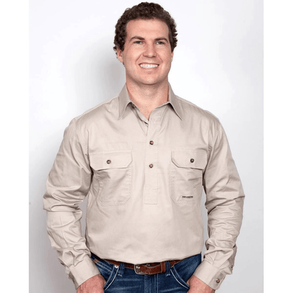 Just Country Mens Cameron 1/2 Button Workshirt - Saddleworld Devonport