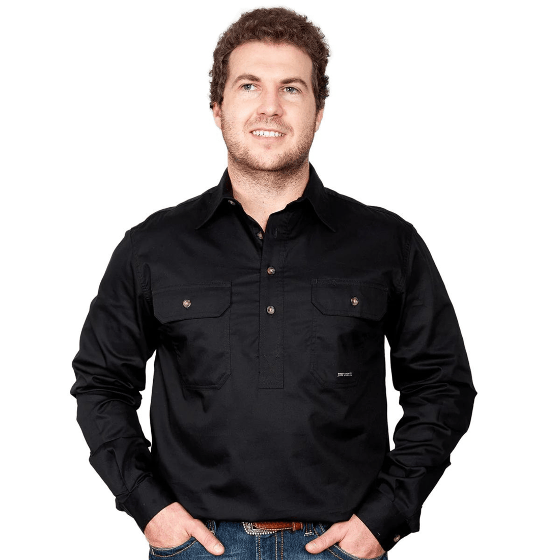 Just Country Mens Cameron 1/2 Button Workshirt - Saddleworld Devonport