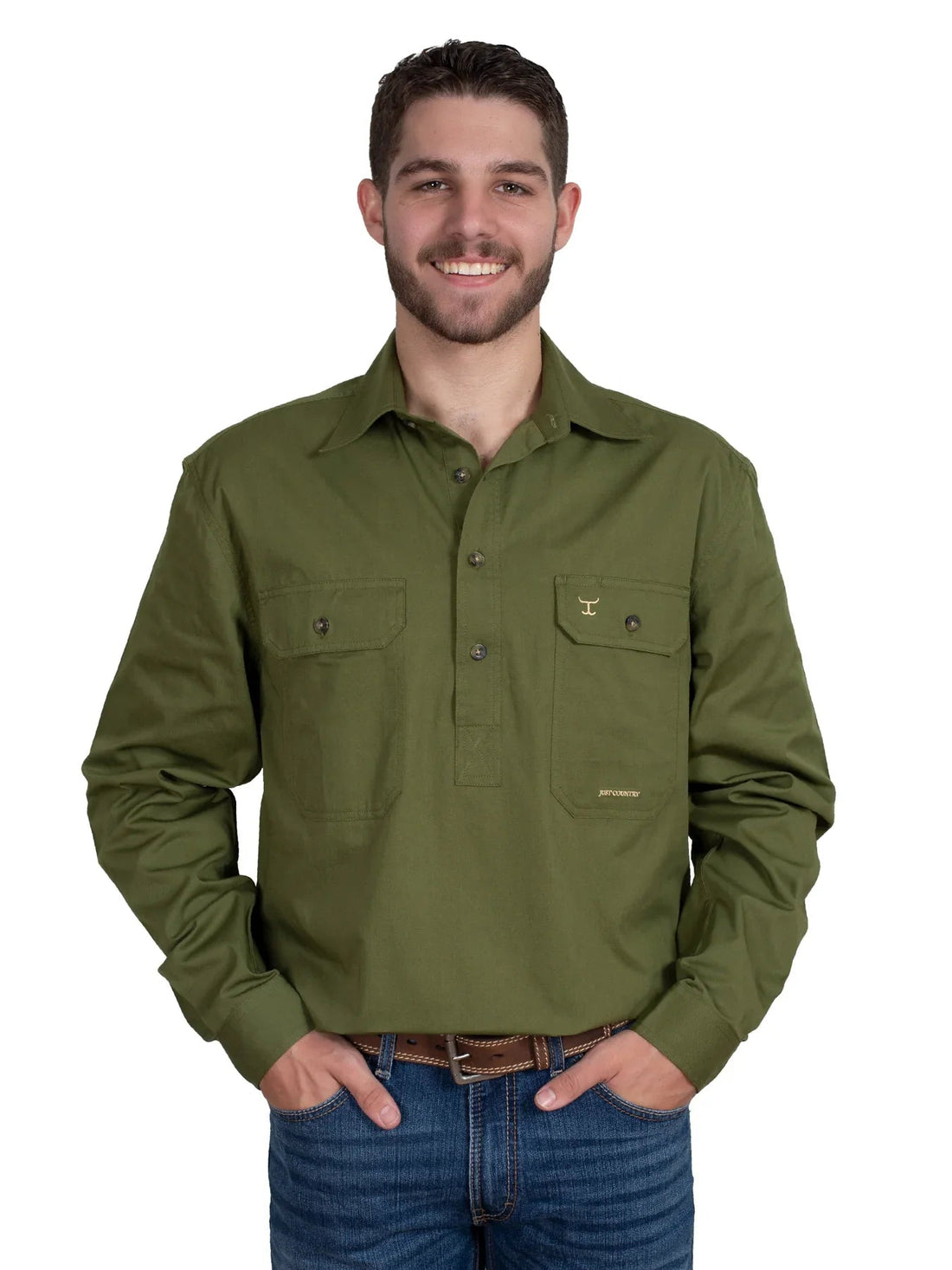 Just Country Mens Cameron Workshirt 1/2 Button - Saddleworld Devonport