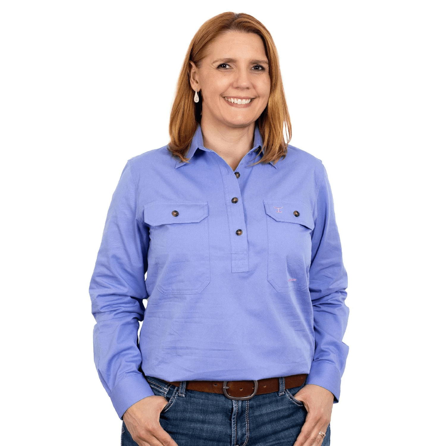Just Country Womens Jahna Half Button Workshirt - Saddleworld Devonport
