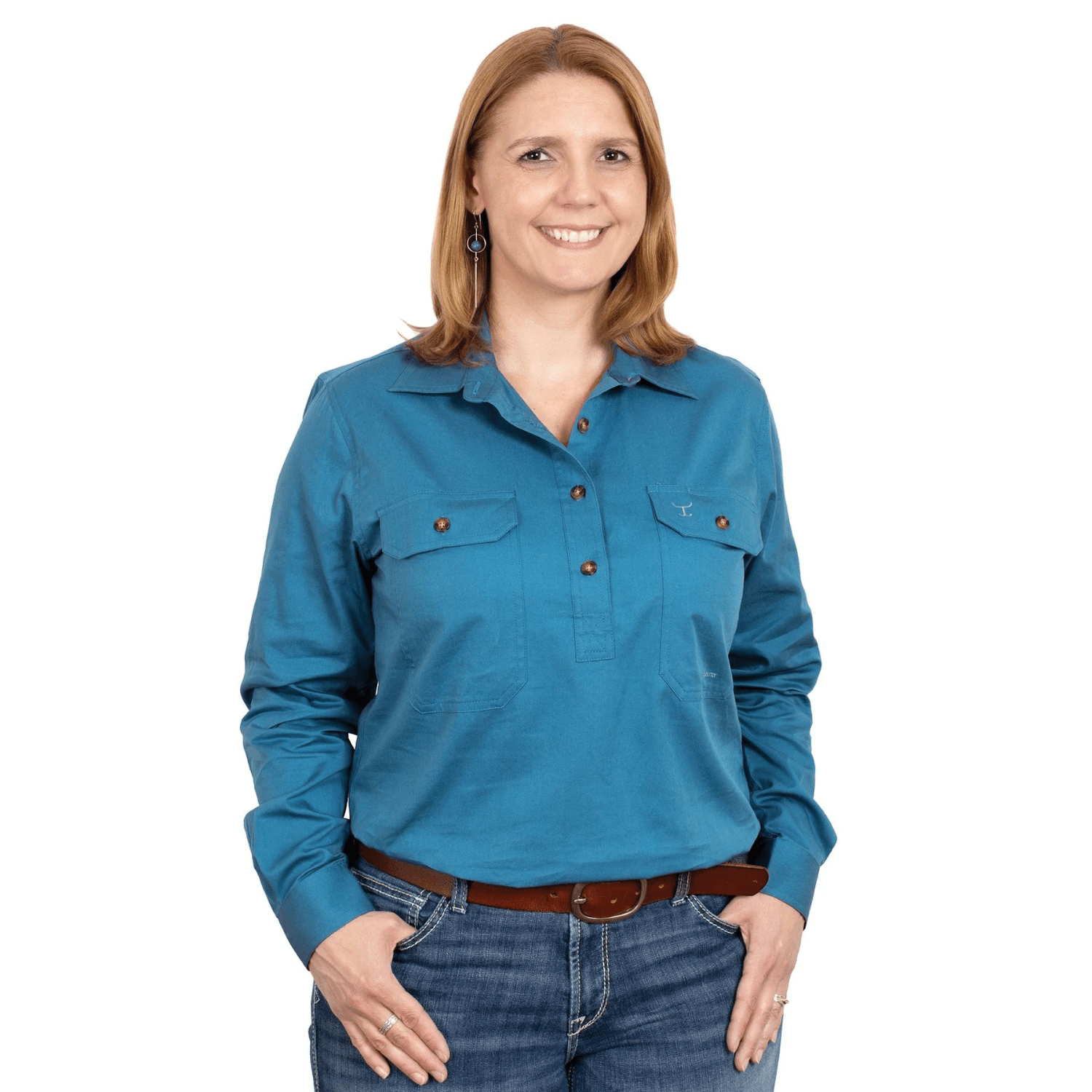 Just Country Womens Jahna Half Button Workshirt - Saddleworld Devonport