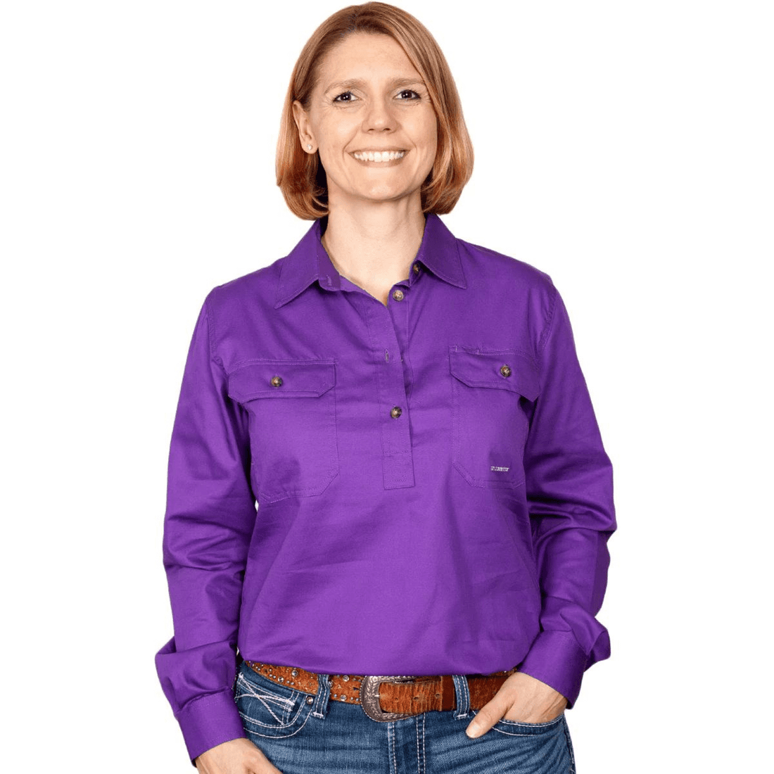 Just Country Womens Jahna Half Button Workshirt - Saddleworld Devonport