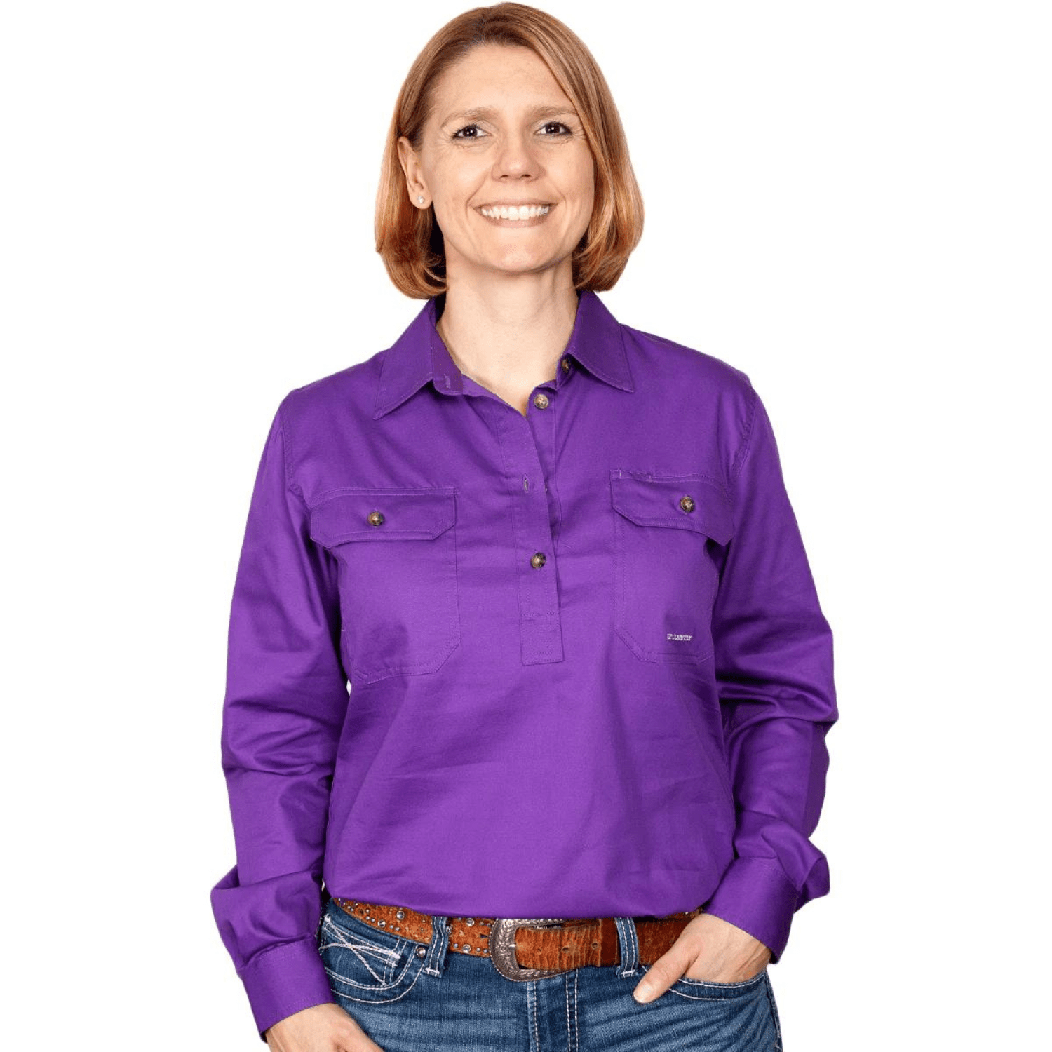 Just Country Womens Jahna Half Button Workshirt - Saddleworld Devonport