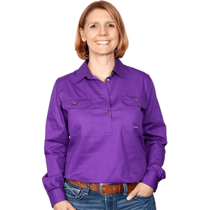 Just Country Womens Jahna Half Button Workshirt - Saddleworld Devonport