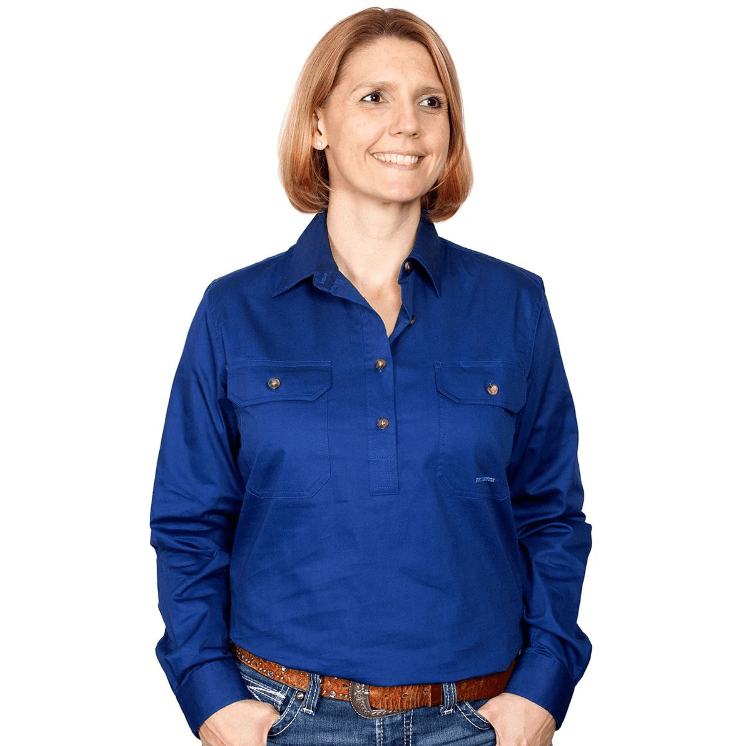 Just Country Womens Jahna Half Button Workshirt - Saddleworld Devonport