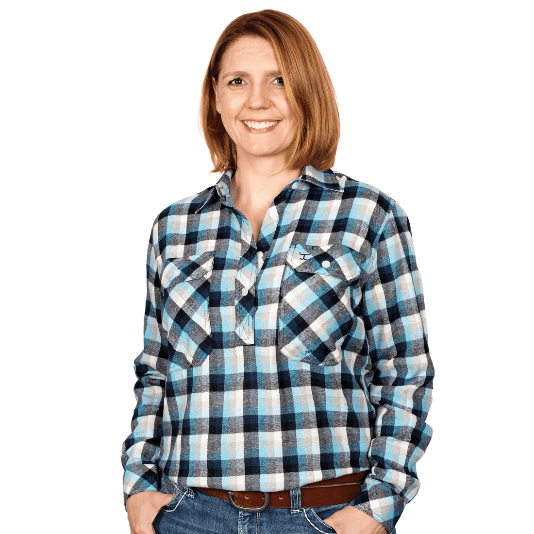 Just Country Womens Jahna Half Button Workshirt - Saddleworld Devonport