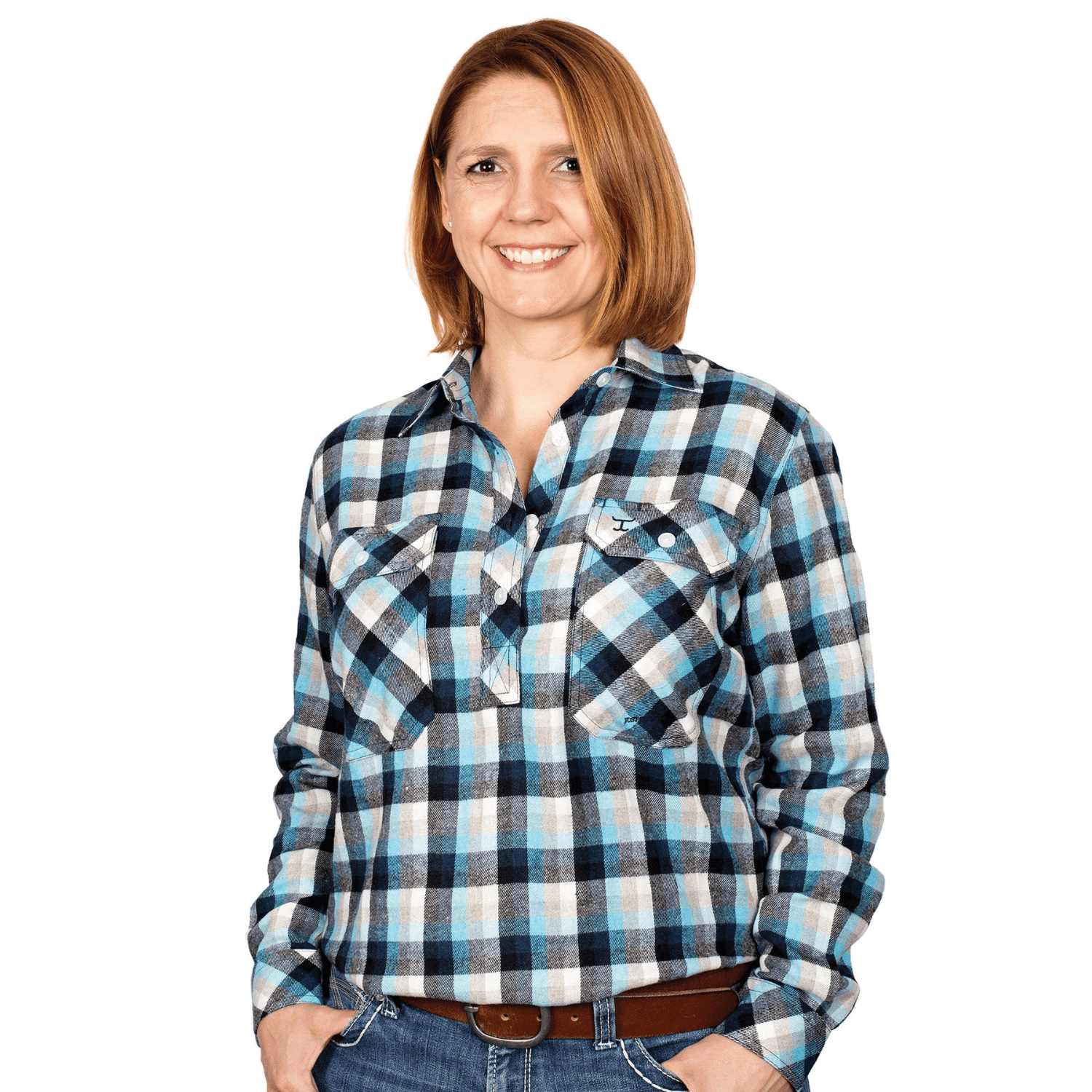 Just Country Womens Jahna Half Button Workshirt - Saddleworld Devonport