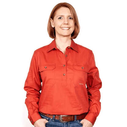 Just Country Womens Jahna Half Button Workshirt - Saddleworld Devonport