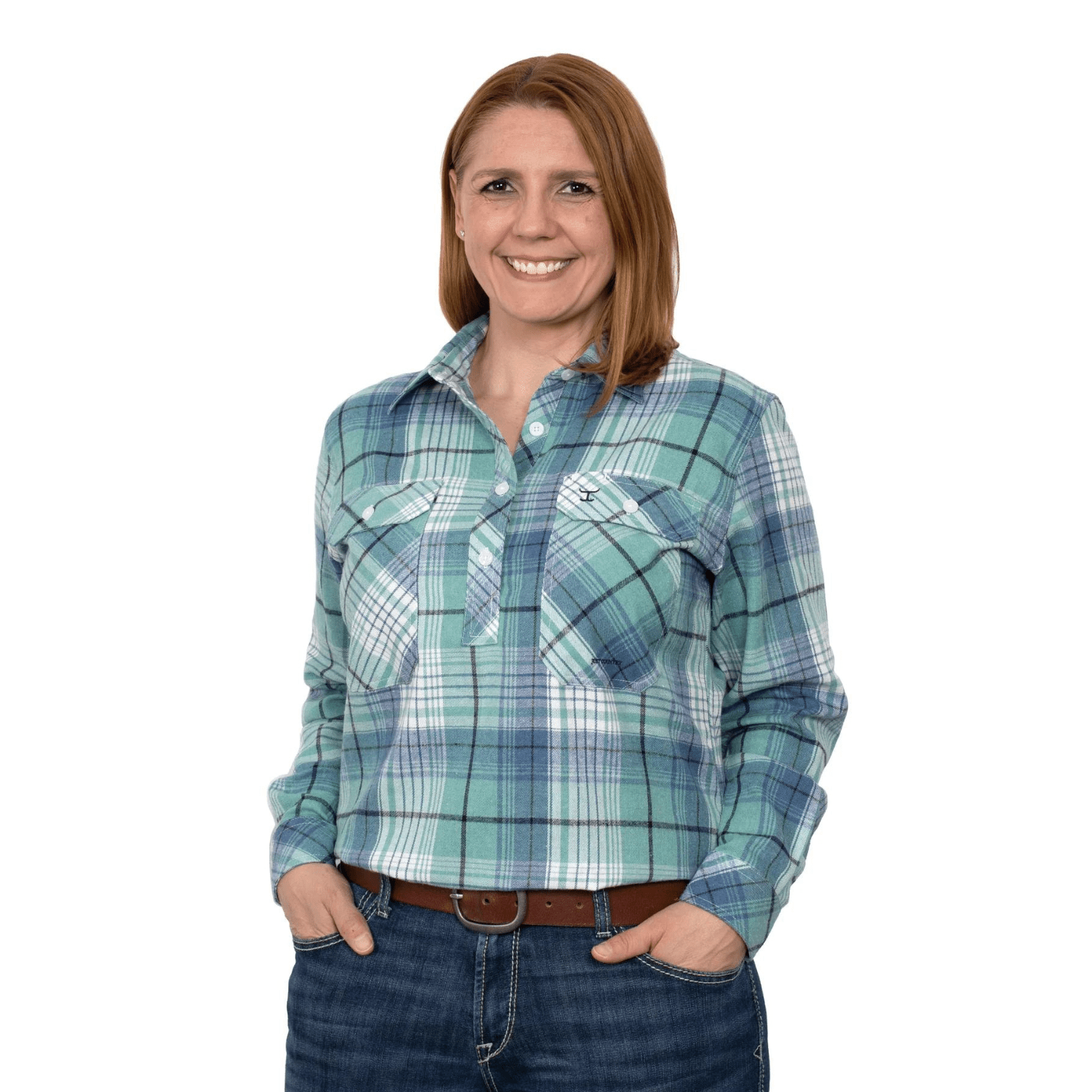 Just Country Womens Jahna Half Button Workshirt - Saddleworld Devonport