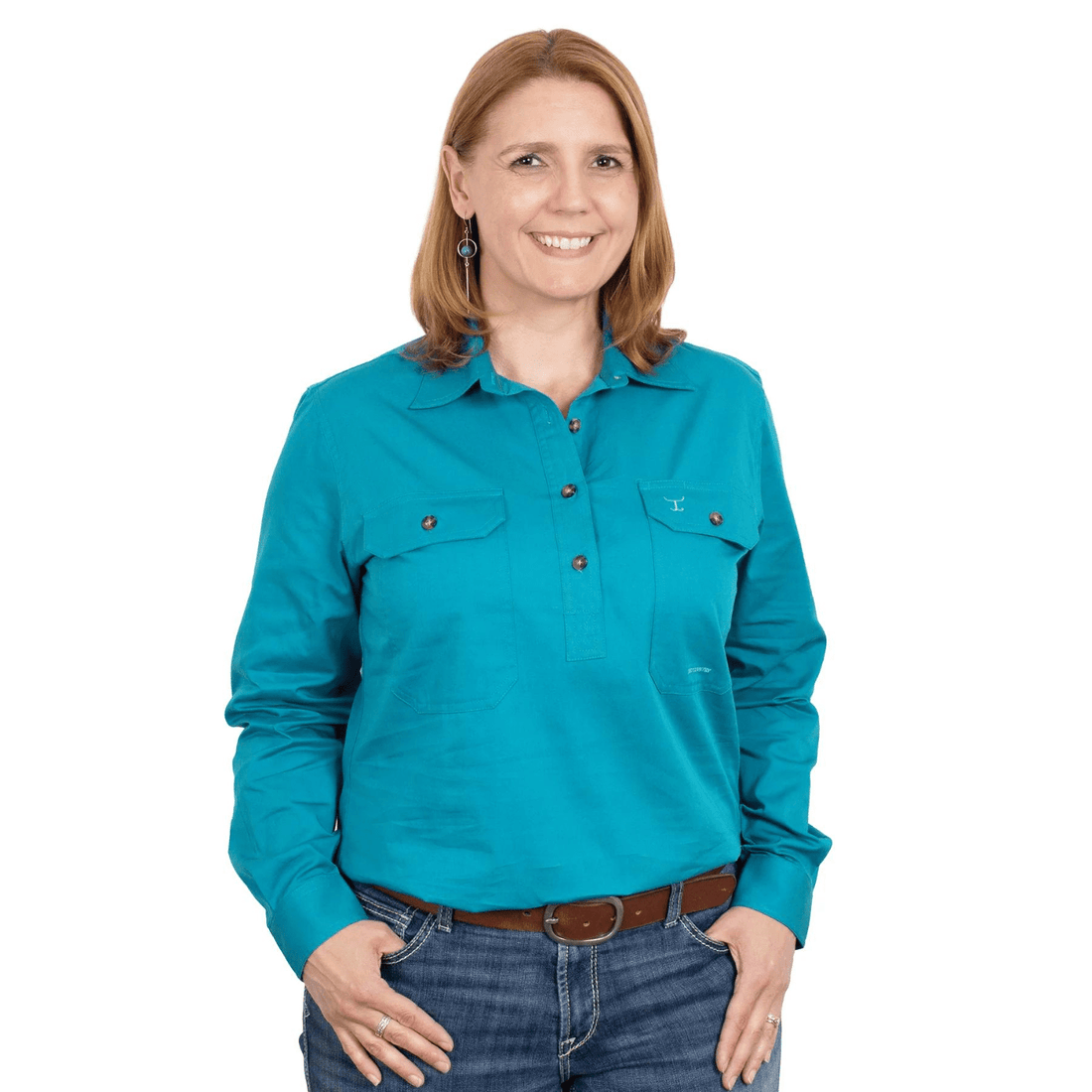 Just Country Womens Jahna Half Button Workshirt - Saddleworld Devonport