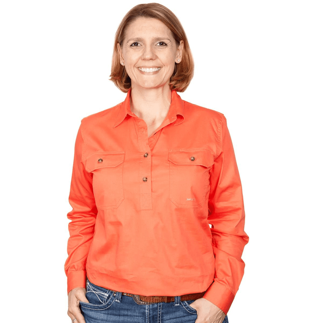 Just Country Womens Jahna Half Button Workshirt - Saddleworld Devonport