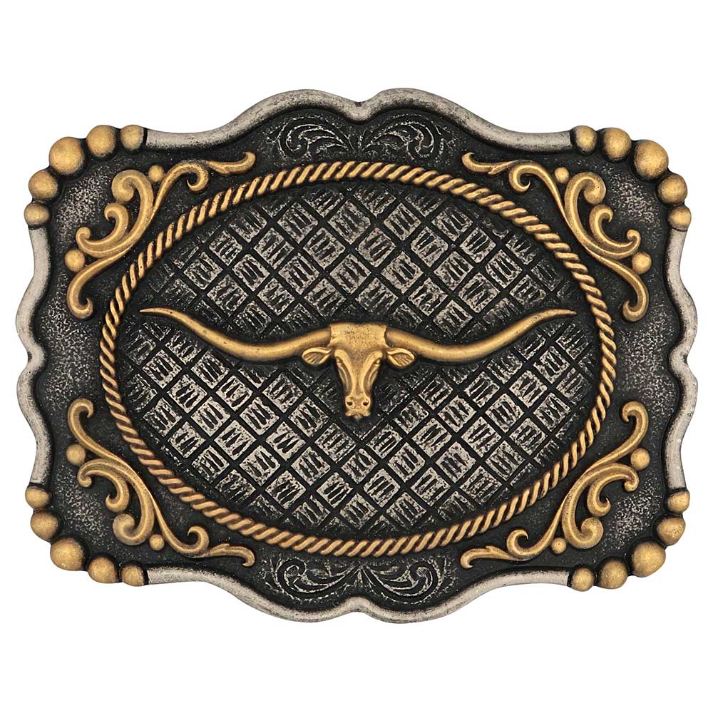 Montana Silversmiths Framed Longhorn Attitude Buckle - Saddleworld Devonport