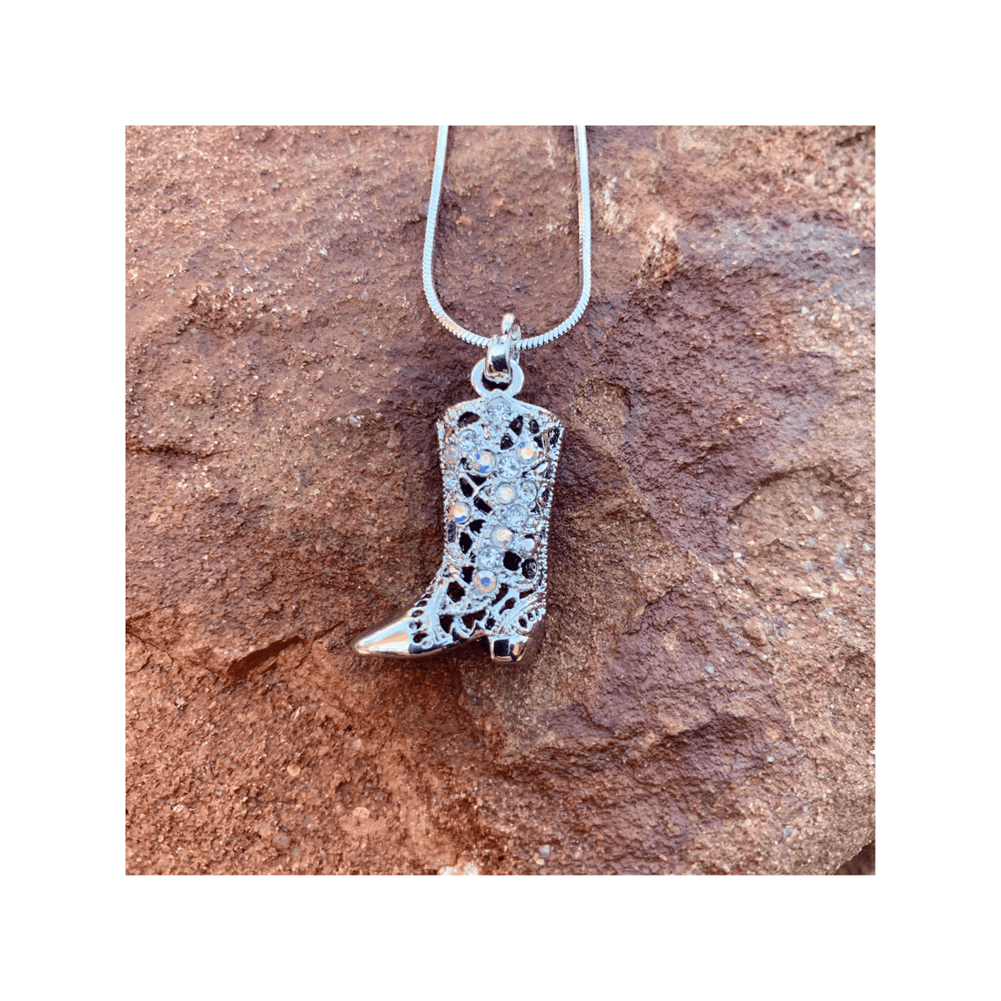 Pretty Necklace with Diamante Cowboy Boot Pendant - Saddleworld Devonport