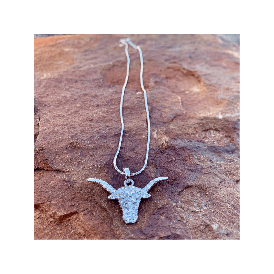 Pretty Necklace with Diamante Steer Head Pendant - Saddleworld Devonport
