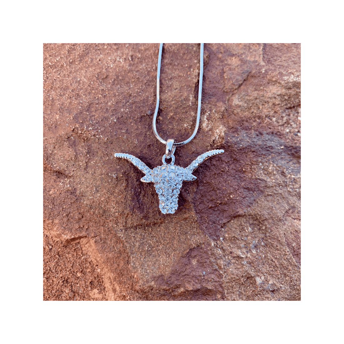 Pretty Necklace with Diamante Steer Head Pendant - Saddleworld Devonport