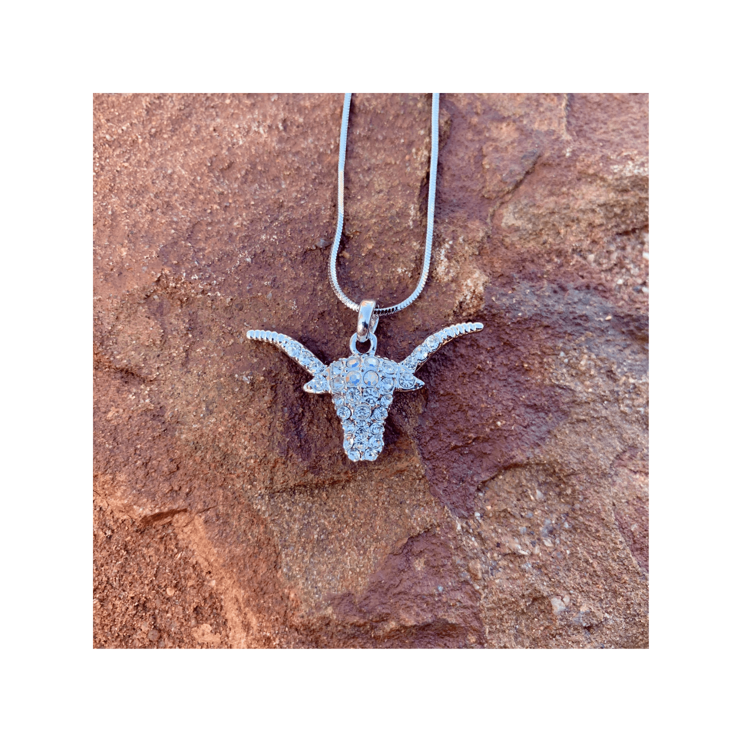 Pretty Necklace with Diamante Steer Head Pendant - Saddleworld Devonport