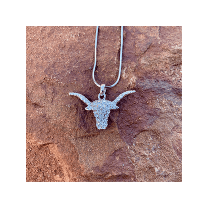 Pretty Necklace with Diamante Steer Head Pendant - Saddleworld Devonport