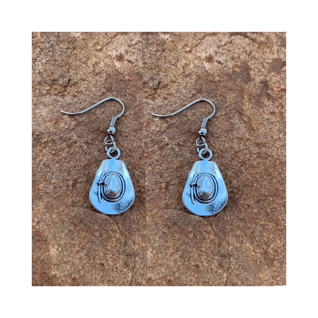 Pretty Silver Cowgirl Hat Earrings - Saddleworld Devonport