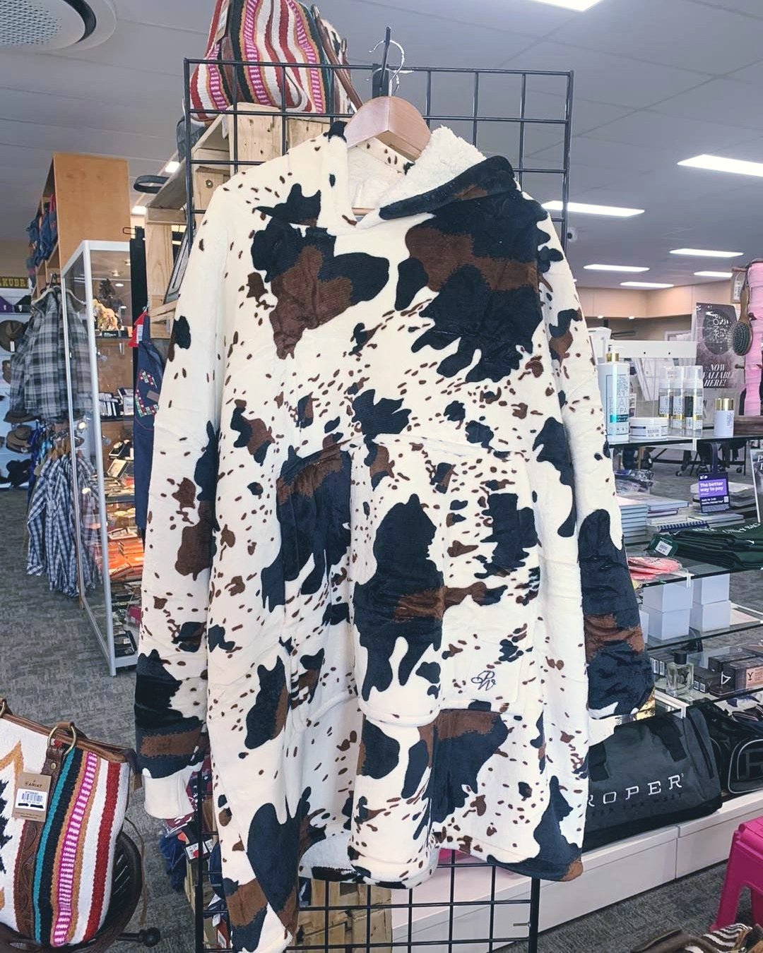 Pure Western Cow Print Snuggle Hoodie - Saddleworld Devonport