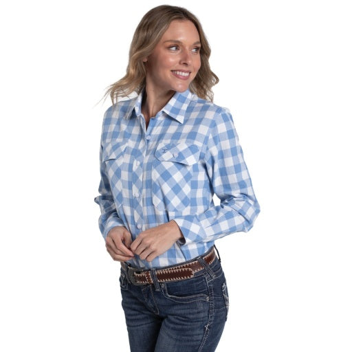 Ariat Womens Abbey Workshirt - Riviera Blue &amp; White Large Check